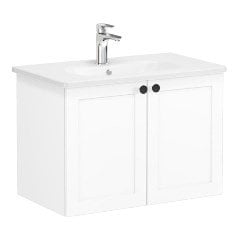 Vitra Root Classic 68715 Lavabo Dolabı, Kapaklı, 80 Cm, Mat Beyaz, Yuvarlak Lavabolu